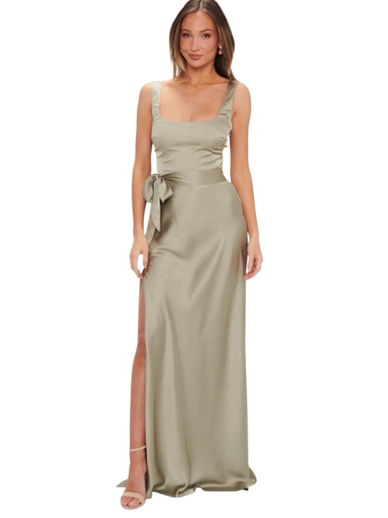Show Me Your MuMu Dresses & Skirts - Show Me Your Mumu Lana Maxi Dress Women's Medium Moss Green Luxe Satin